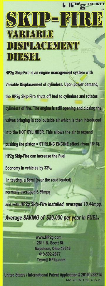 HP2g SKIP-FIRE Varible  Displacement Diesel Fuel economy 