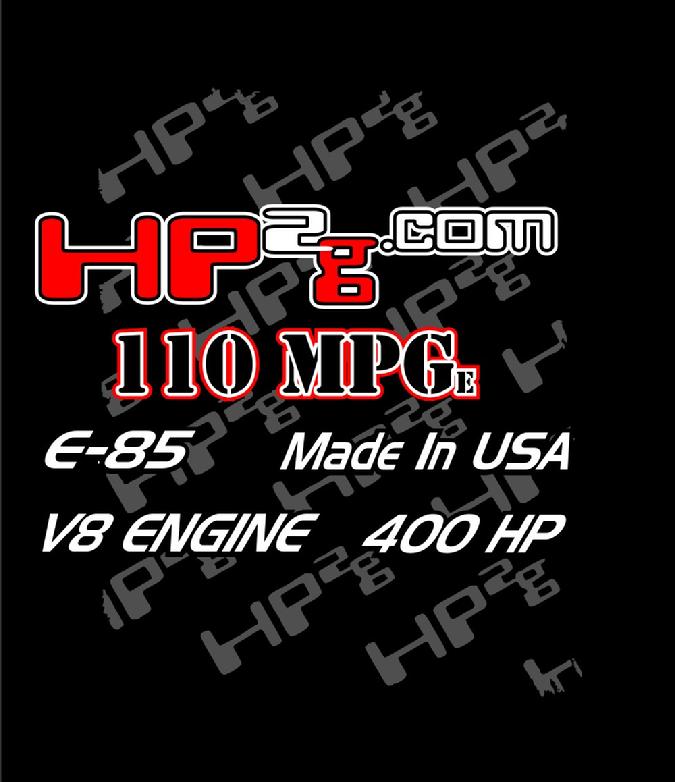HP2g 110mpg E85 Ethonal fuel V8 Hybrid Electric Stirling Engine