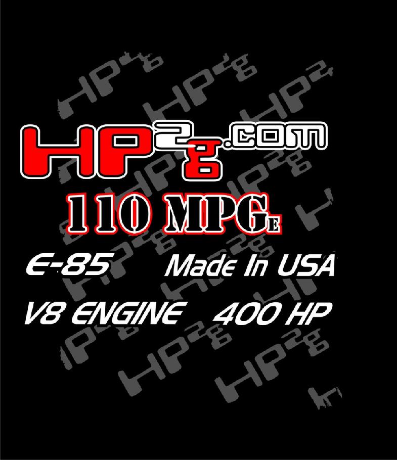 HP2g 110mpg E85 Ethonal fuel V8 Hybrid Electric Stirling Engine